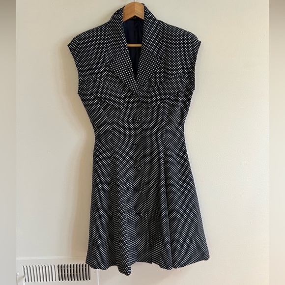 Vintage Novepazio dress from Japan in navy/white polka dot, size approx 2-4 - Picture 7 of 8